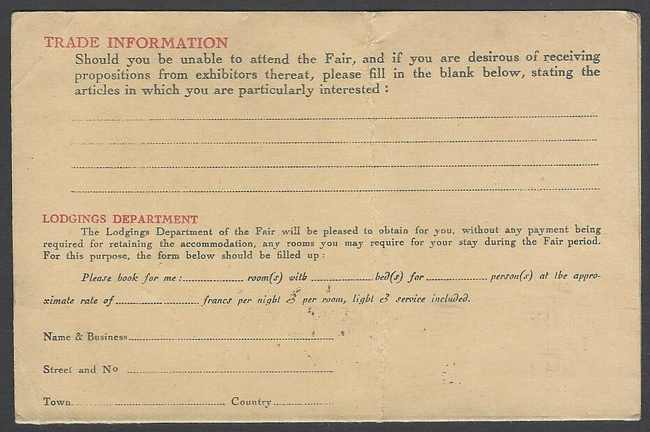 AOPIMT Belgium 4th Annual Official Trade Fair postcard used 1922 to India 