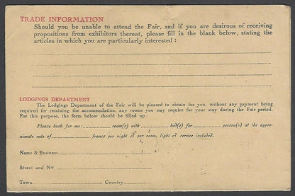 AOPIMT Belgium 4th Annual Official Trade Fair postcard used 1922 to India 