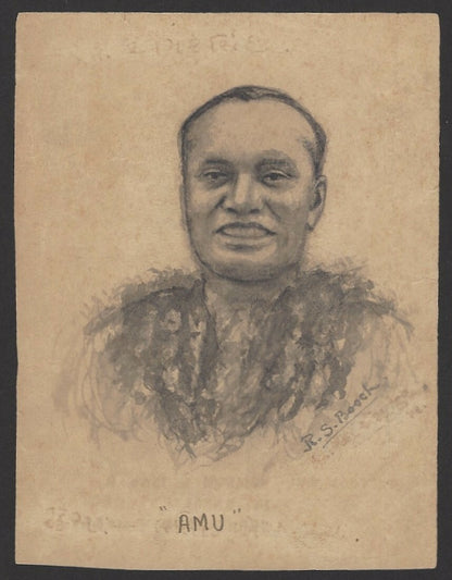Cricket India 1936 England tour Amarsingh pencil sketch by cartoonist R Booch