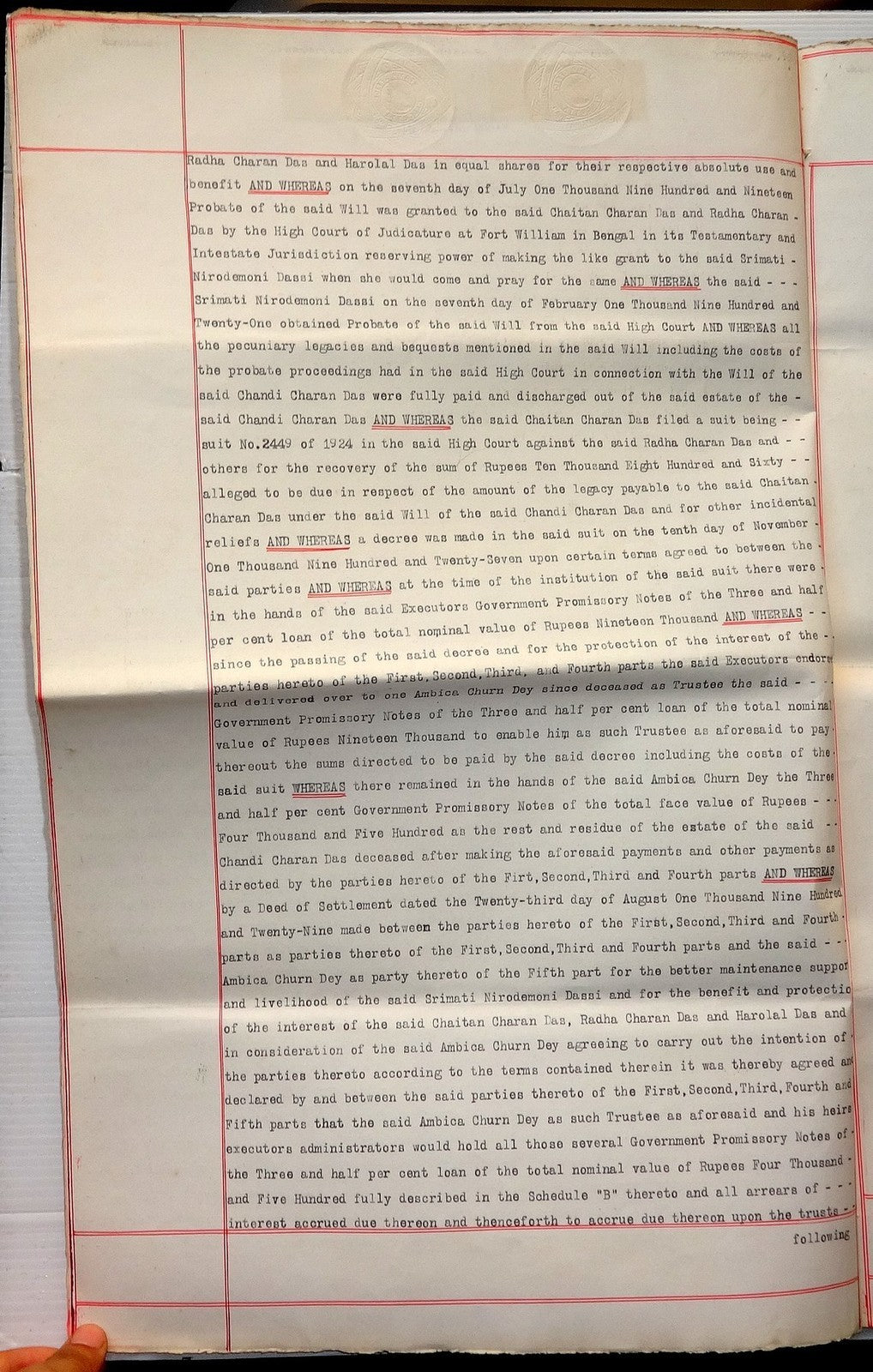 India 1939 Indenture with KGV 30R etc