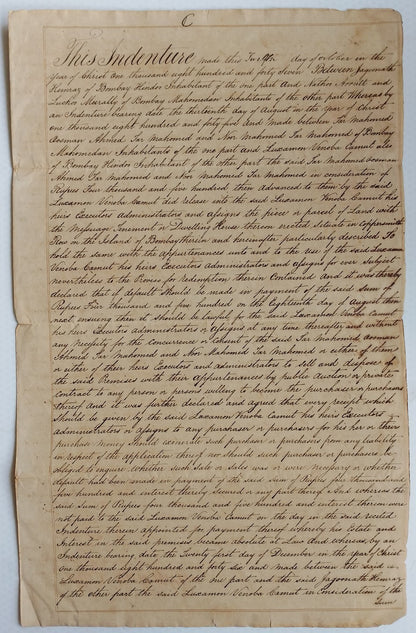 AOP India 1847 Indenture