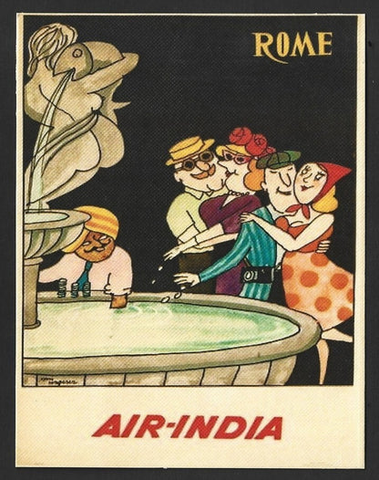 AIR INDIA ROME reprinted postcard