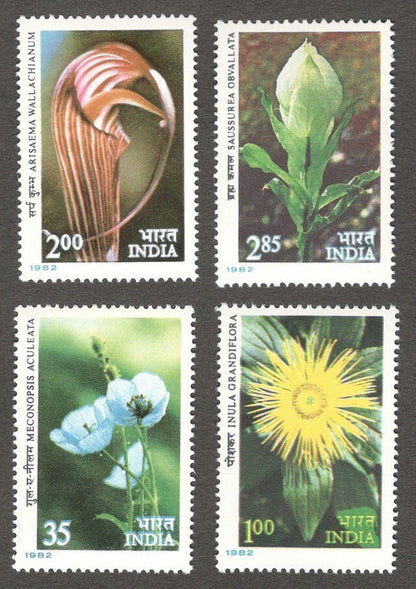 India #893a 1982 Himalayan Flowers set of 4 MNH
