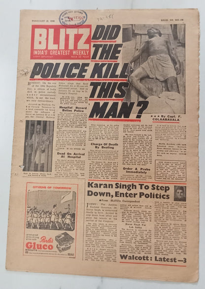 AOP India BLITZ 12 Feb 1966 DID THE POLICE KILL THIS MAN ? (R )