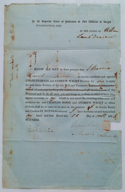 AOP India 1826 Supreme Court, Fort Williams, Calcutta document