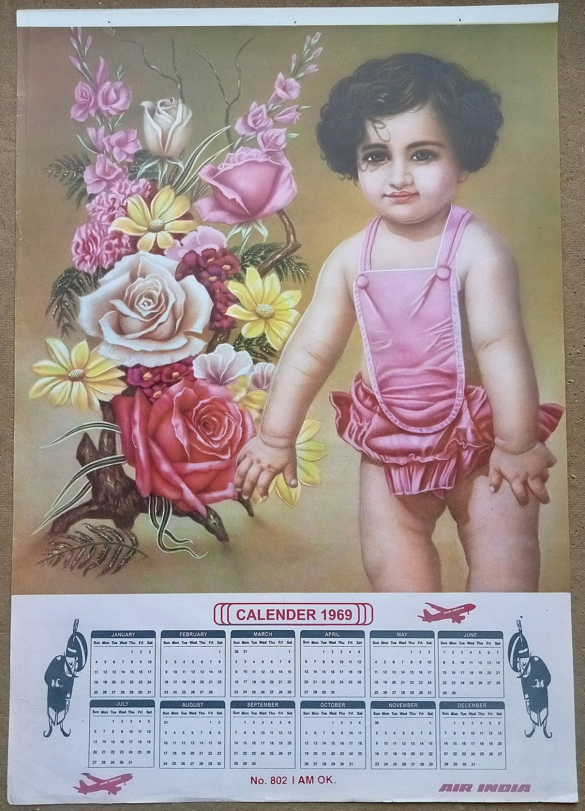 AIR INDIA 1969 poster calender 802 - I AM OK - R