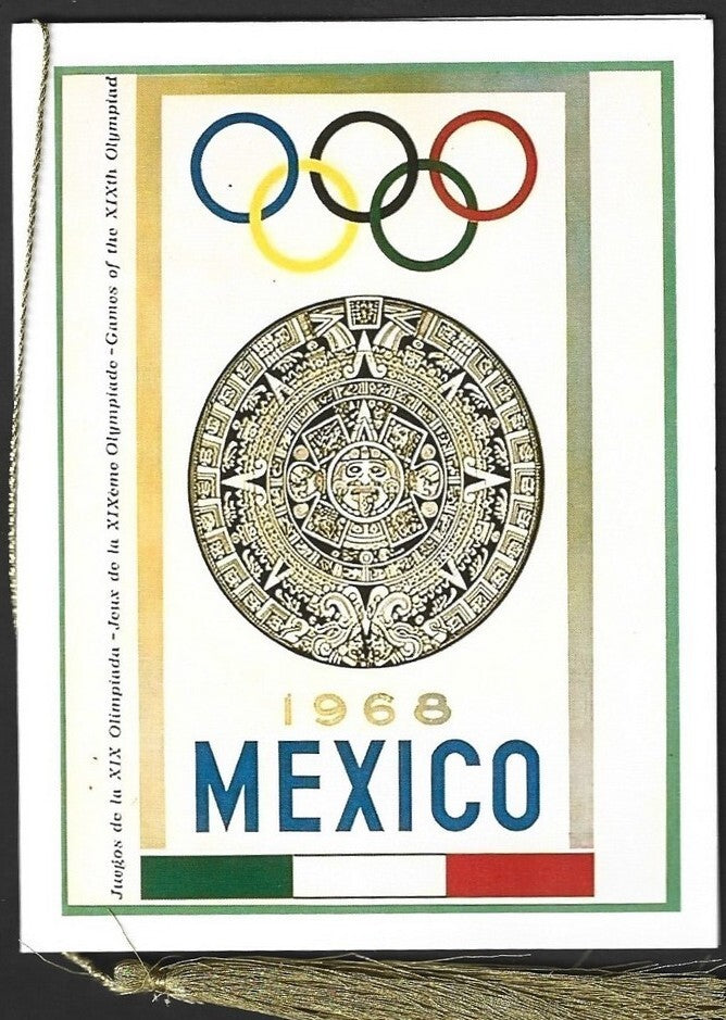 India 2024 Paris Olympics souvenir with 1968 Mexico Olympics cachet