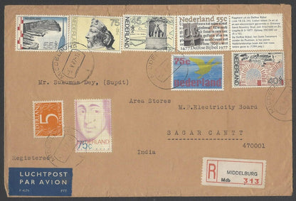 AOP Netherlands multi franked covers to India (9)
