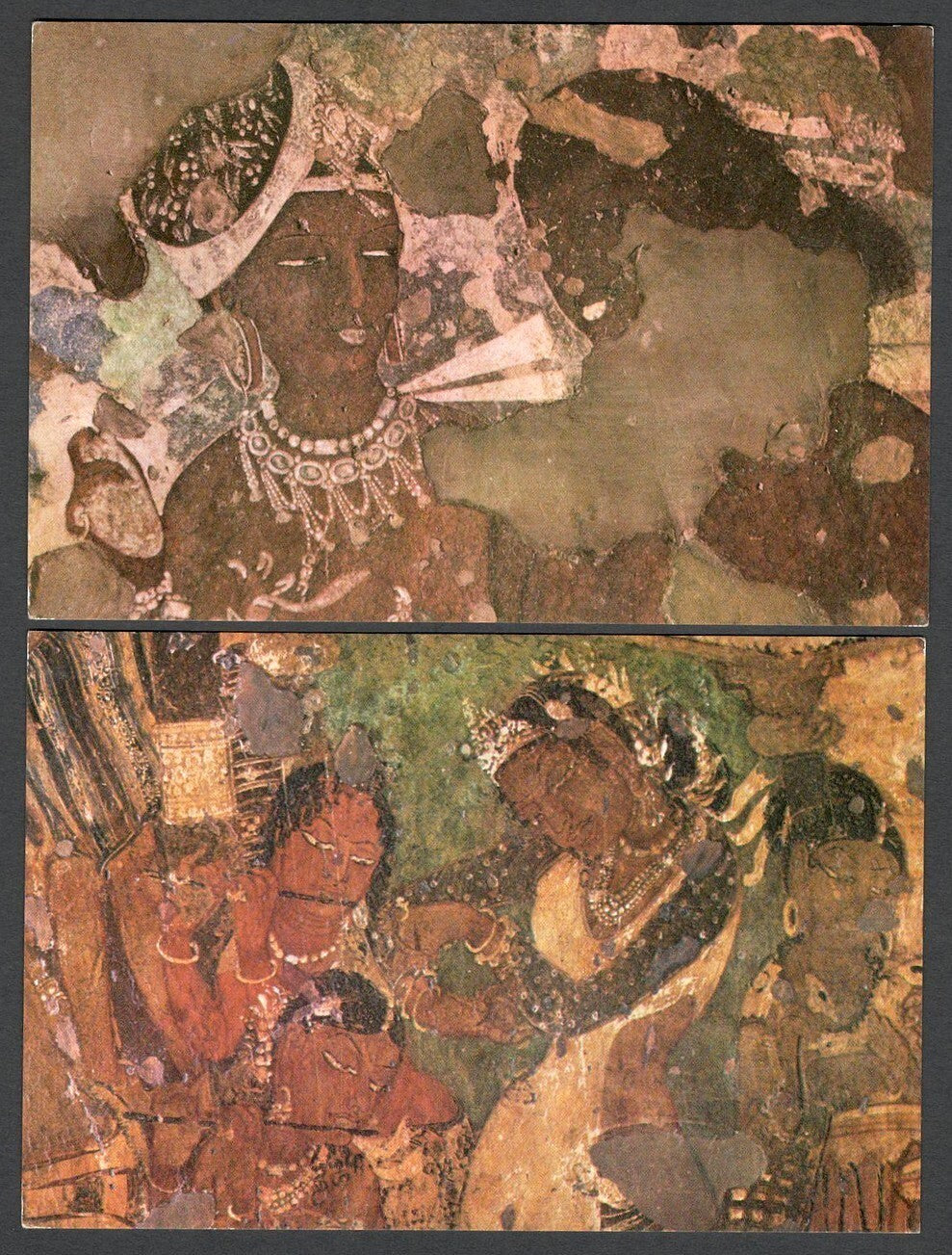 (AOP) India vintage postcards AJANTA CAVES colour postcards (7)