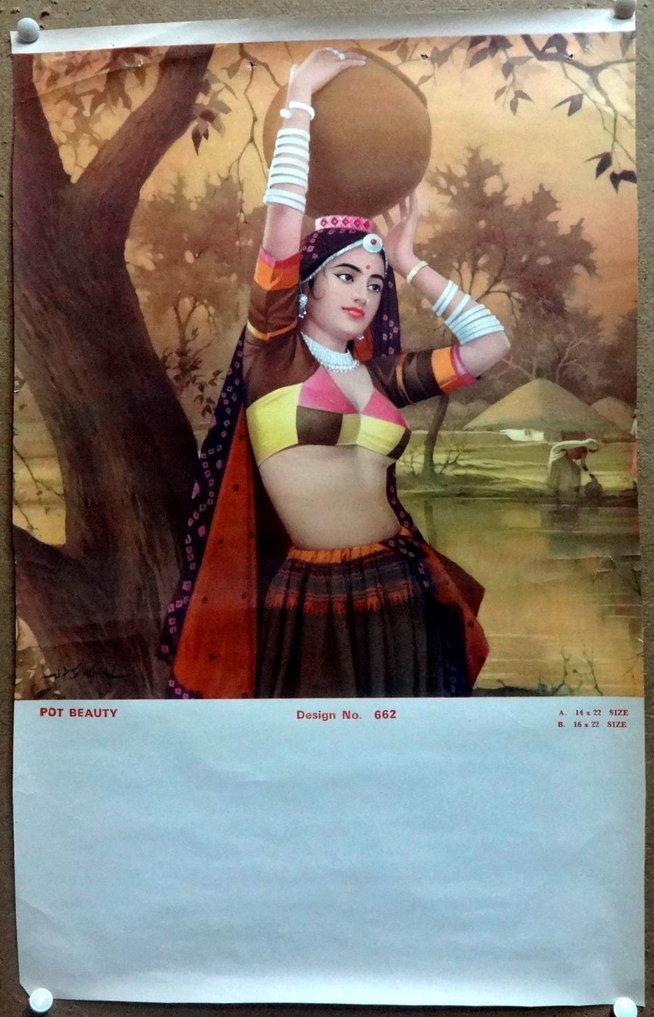 India vintage calendar art collection 13"x21" Traditional Indian Beauties (4)