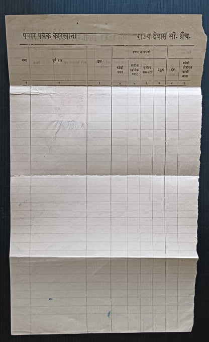 India Dewas State Sr. 1a red War Fund stamps used as a revenue stamp on document