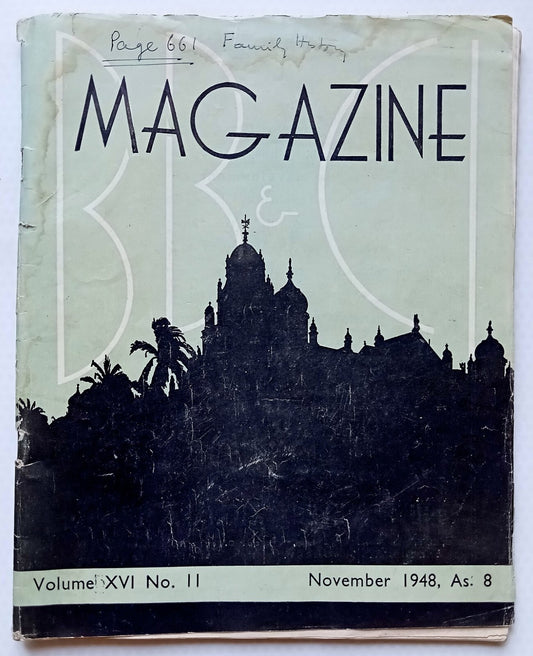 BB&CI RAILWAY MAGAZINE Nov 1948 issue - Bombay, Baroda & Central India Railway