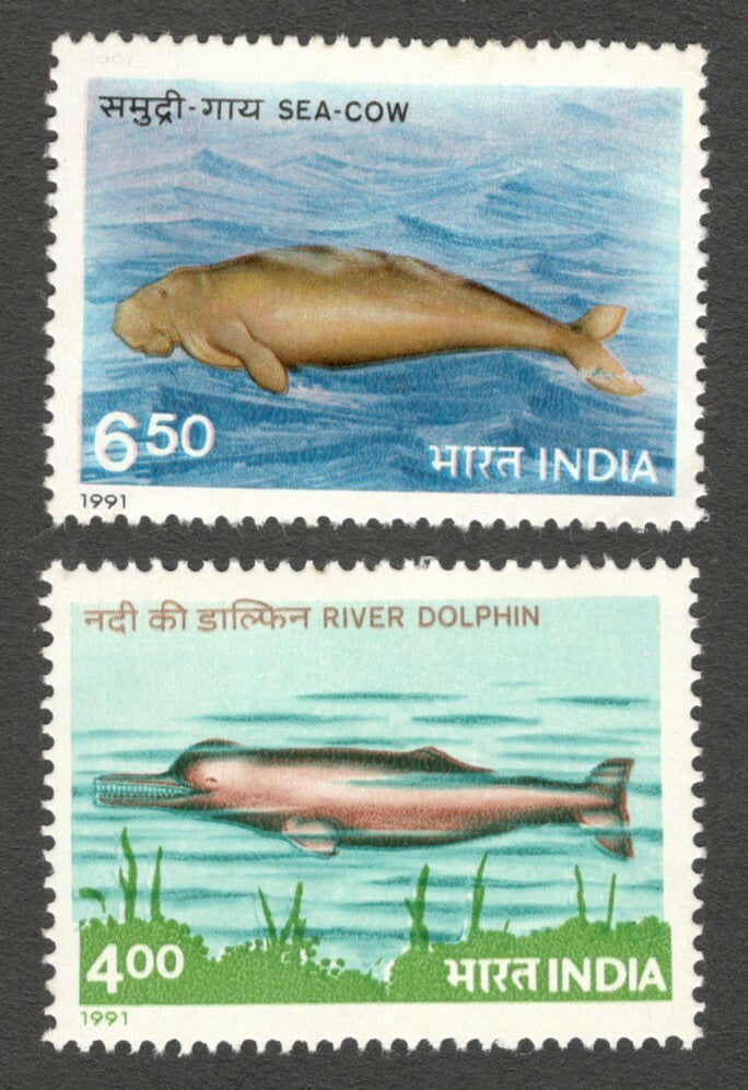 AOP India 1991 Endangered Marine Mammals set of 2 MNH