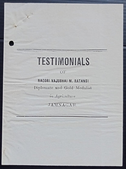 India - TESTIMONIALS OF NACORI VAJUBHAI M. RATANSI