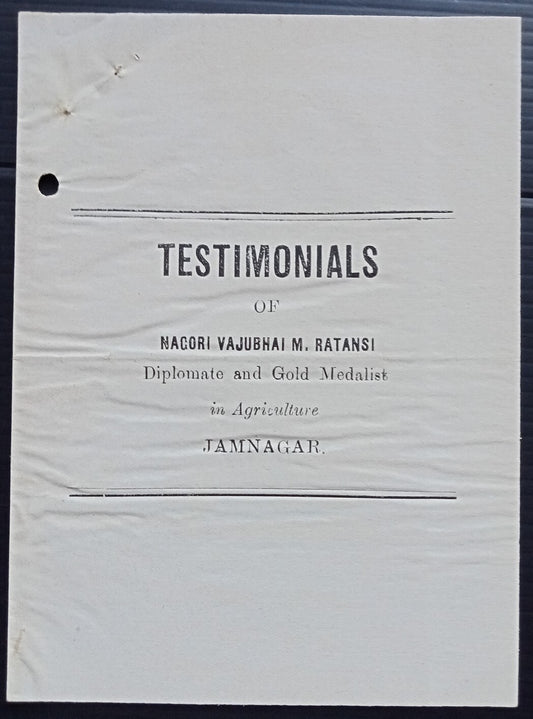 India - TESTIMONIALS OF NACORI VAJUBHAI M. RATANSI