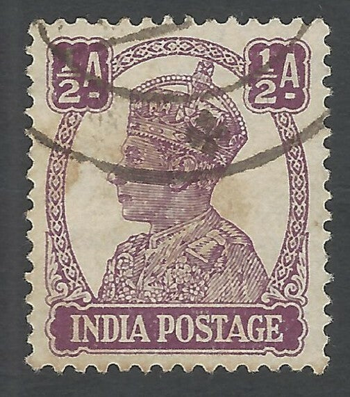 India KGVI 1940-43 1/2a watermark inverted used SG 266w £38