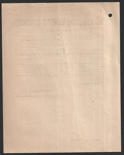 India 1939 POSTAL NOTICE Postal Inspector's Examination