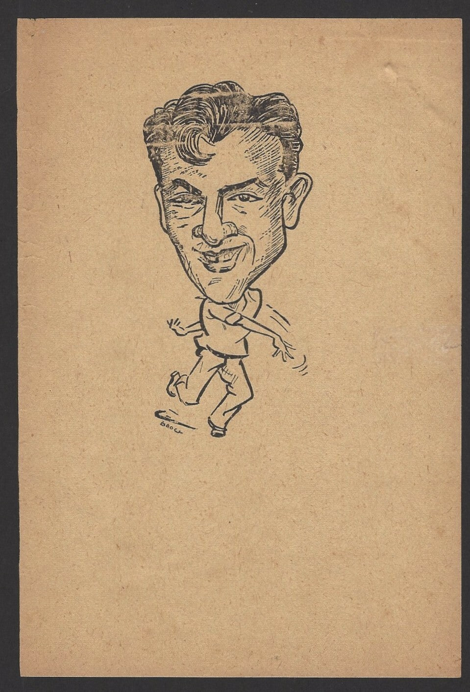 Cricket India 1946 England tour Nawab Pataudi pencil sketch by cartoonist R Booc