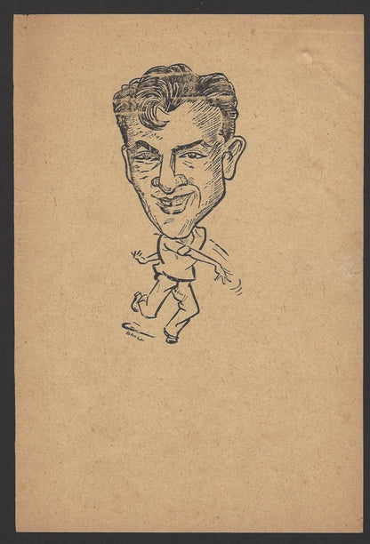 Cricket India 1946 England tour Nawab Pataudi pencil sketch by cartoonist R Booc