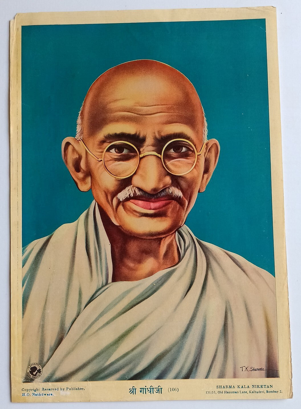 AOP India vintage poster SRI GANDHIJI 10x14 inches R