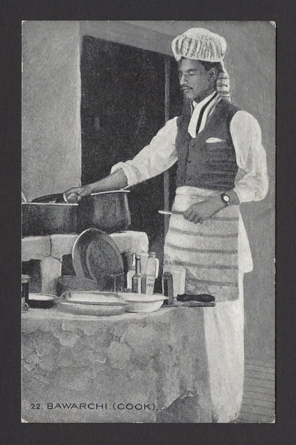 India vintage postcard BAWARCHI (COOK) Pub. D C Mehra, Cherat Hill