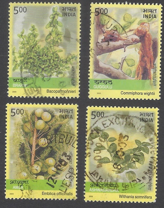 AOP India 2003 Medicinal Plants set of 4 used