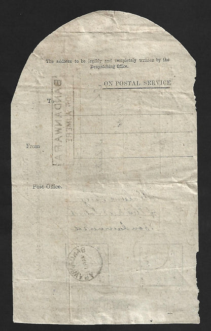 AOP India AR card used 1880 BANDANWARA/DT. AJMERE to ULWUR & back