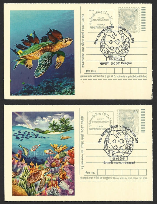 India 2024 World Ocean Day cards TORTOISE & FISH (8)