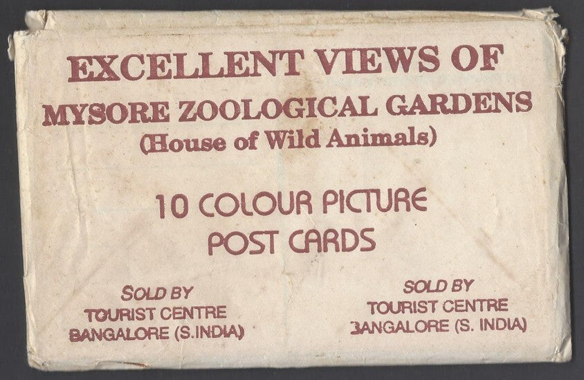 AOP India MYSORE packet of 10 vintage postcards MYSORE ZOOLOGICAL GARDENS