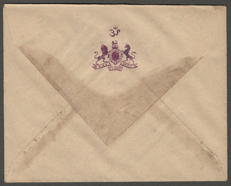 AOP India UNKNOWN State herald crested envelope