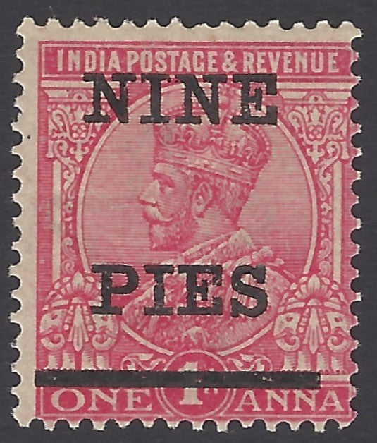 India King George V 1921 NINE PIES on 1a analine carmine SG 194 MH VLMM