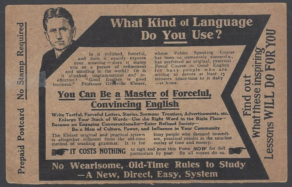AOP India full back advertisement SPEAK & WRITE THE ENGLISH LANGUAGE 1920