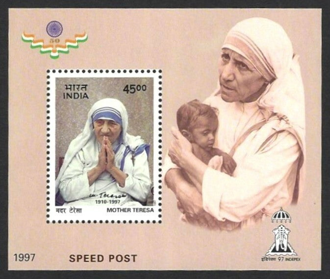 INDIA 1997 Mother Teresa Speed Post miniature sheet MNH