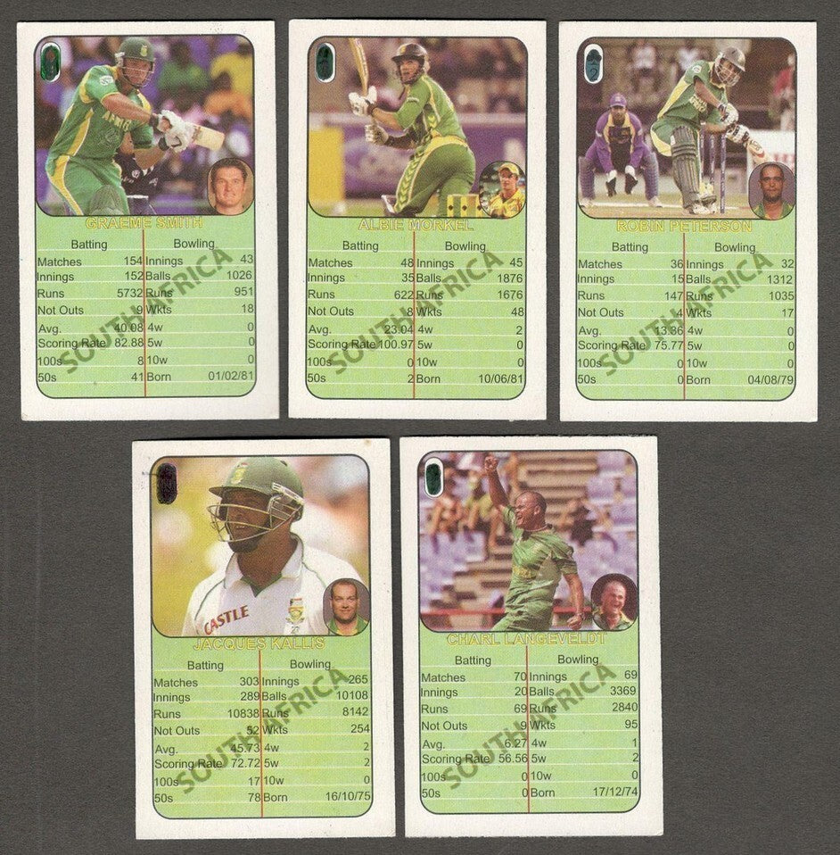 (AOP) India CRICKET South Africa players trading cards with player statistics (5