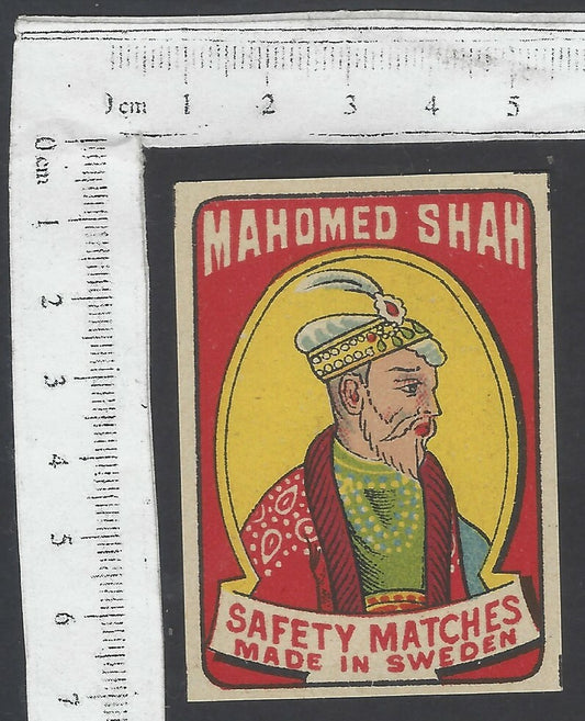 AOP India vintage matchbox label MAHOMED SHAH