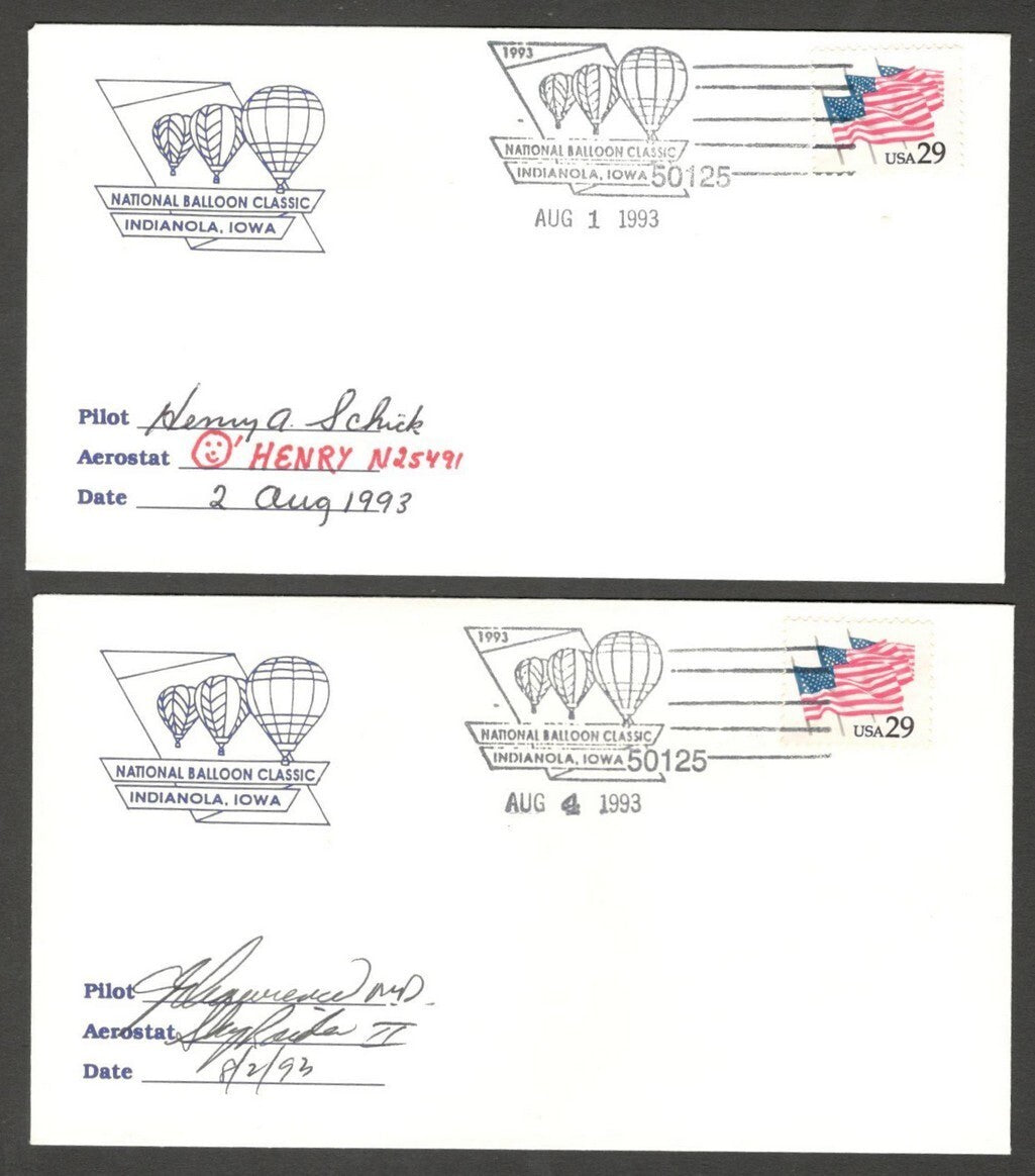 National Balloon Classic, Indianola 1993 covers signed by Pilots (10)