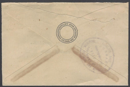 AOP South Africa 1943 bantam 2d single franking cover Durban to India