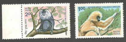 AOP India 1983 India Wildlife Endangered Primates Monkeys MNH set of 2