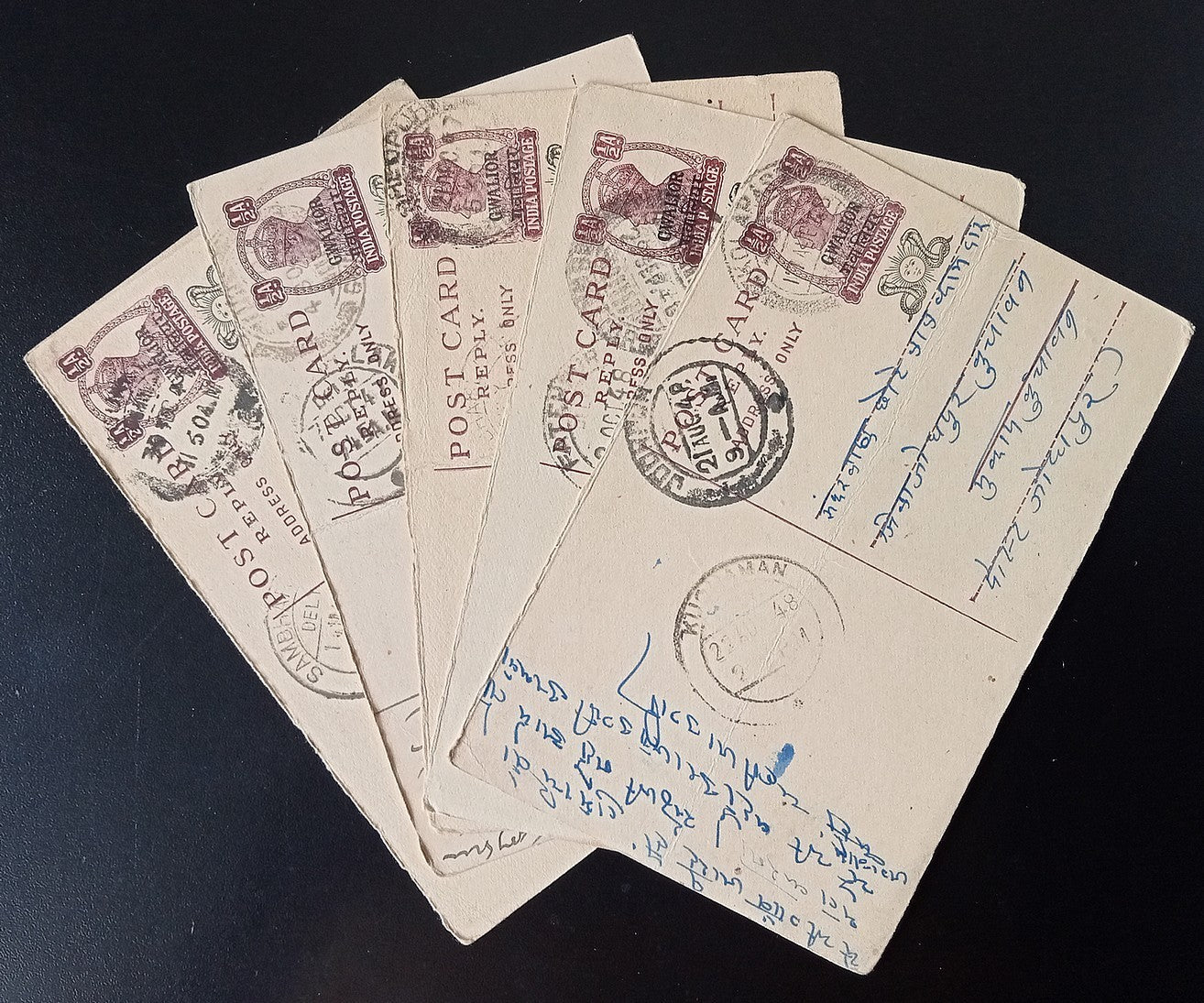 India Gwalior State postal stationery / postal history accumulation (100 items)