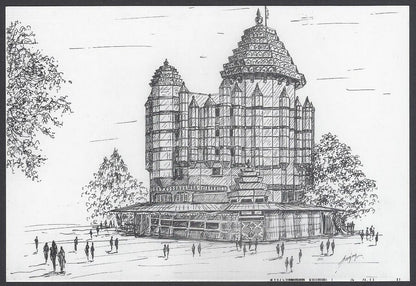 AOP India BOMBAY sketch postcard SIDDHI VINAYAK TEMPLE
