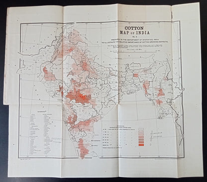 (AOP) Vintage Survey of India COTTON MAP OF INDIA 16" x 18"