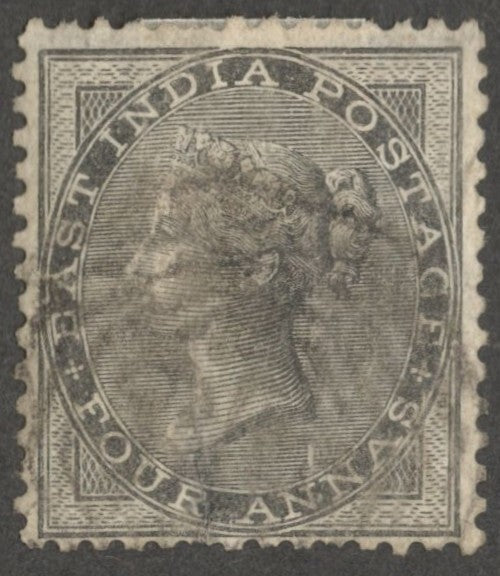 AOP2 India QV 1856 no watermark 4a grey black used. SG 46 £5.50