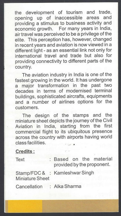 India 2012 100 Years Of Civil Aviation used brochure