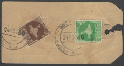 AOPIMT India 1960 parcel tag with Maps 3np & 5np
