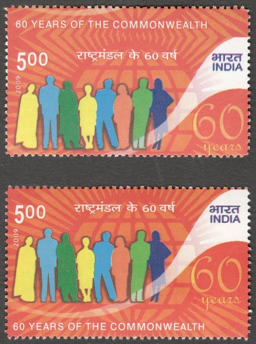 AOP India 2009 60 Years of Commonwealth major design change misperf MNH