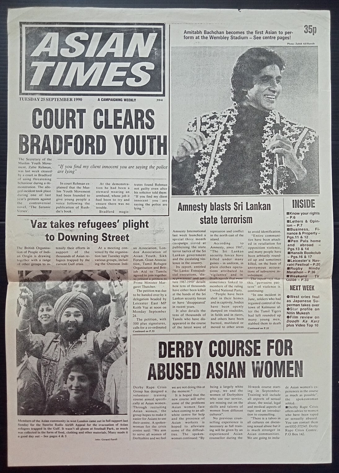 India Bollywood 1990 AMITABH BACHCHAN Wembley performance British press cuttings