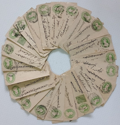 AOP India KGV 1/2a green envelopes x 100 selected for condition WHOLESALE