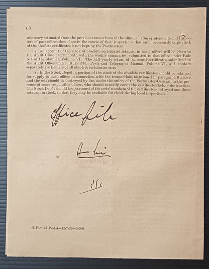 India 1929 DG'S POSTAL CIRCULAR New Issue of Post Office -year Cash Certificates