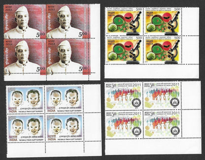 India 2011 Year Pack / set blocks of 4 MNH