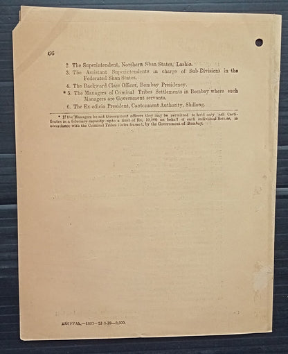 India 1939 POSTAL NOTICE Cash Certificates